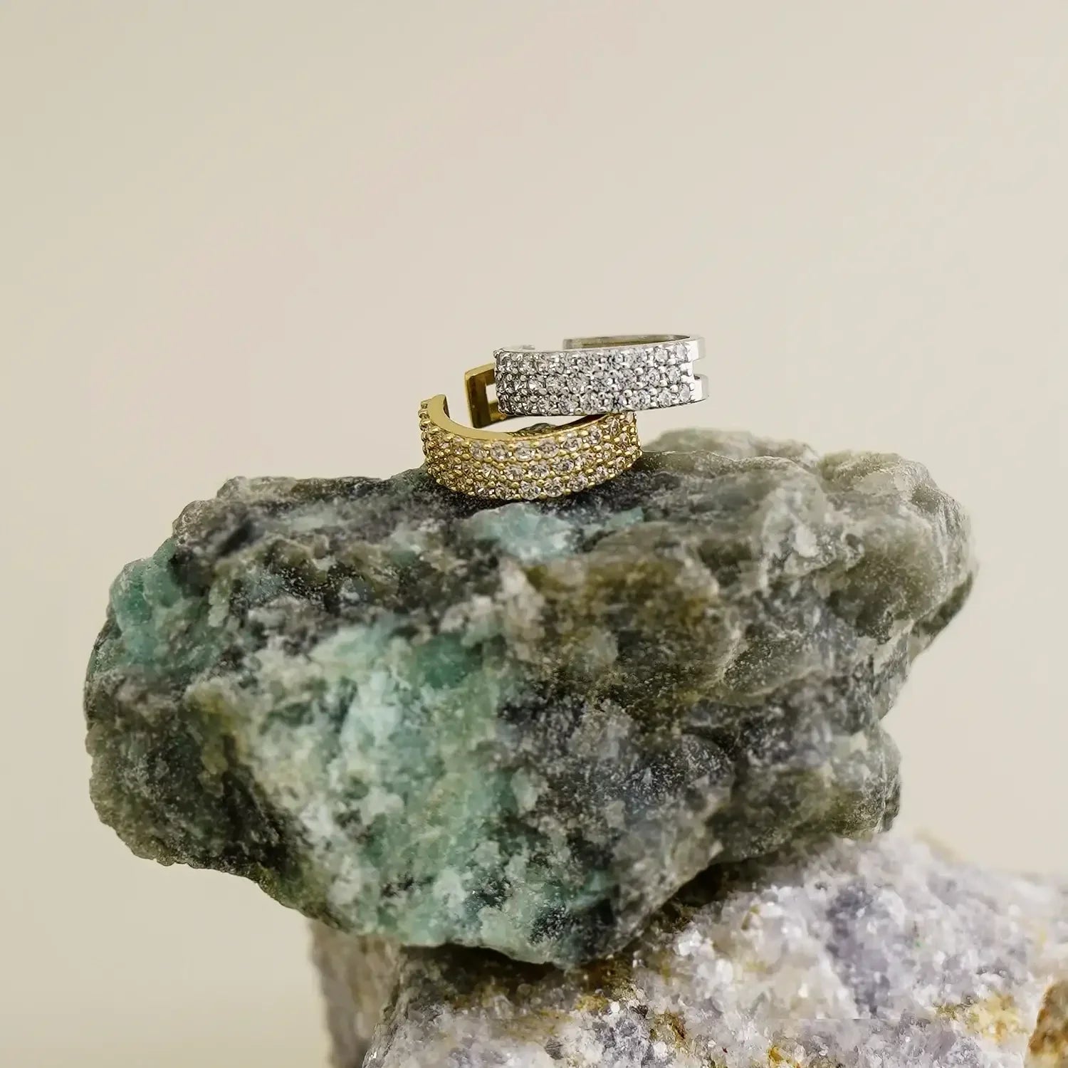14K Solid Gold CZ Prong Eternity Bold Ear Cuff – Anygolds