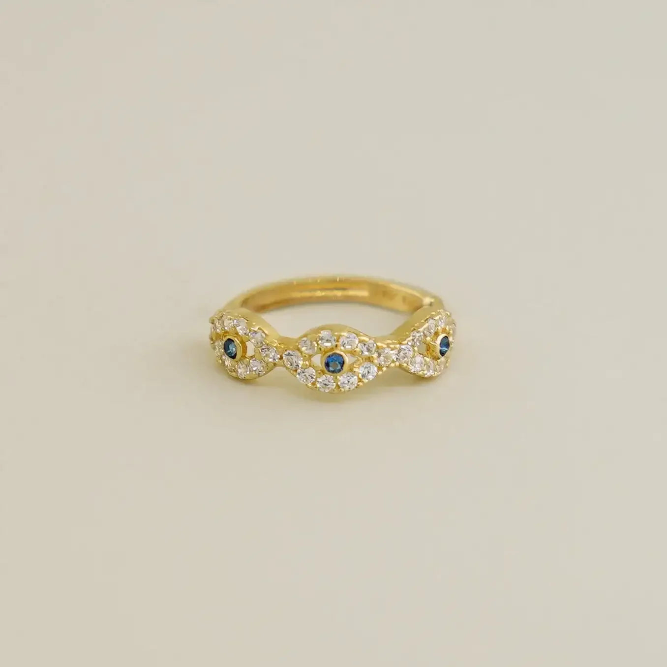 14K Solid Gold Blue Sapphire Evil Eye Ear Cuff – Anygolds