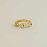 14K Solid Gold Blue Sapphire Evil Eye Ear Cuff – Anygolds
