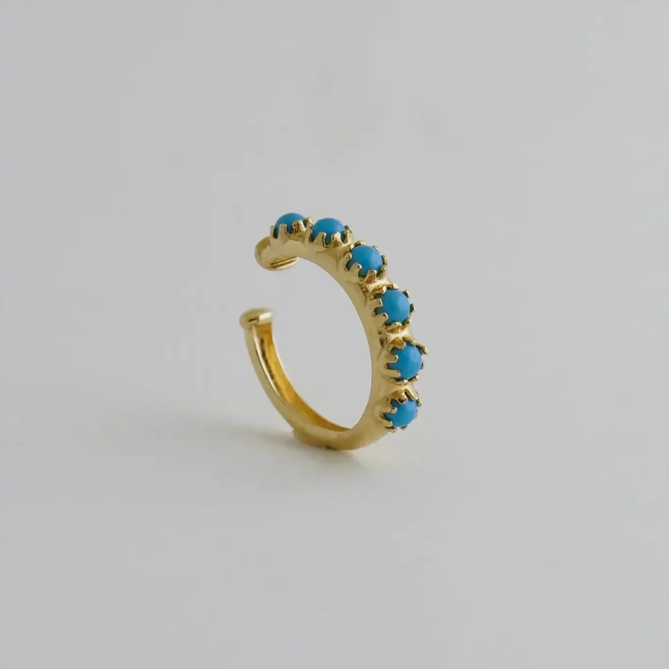 14K Solid Gold Turquoise Ear Cuff – Anygolds