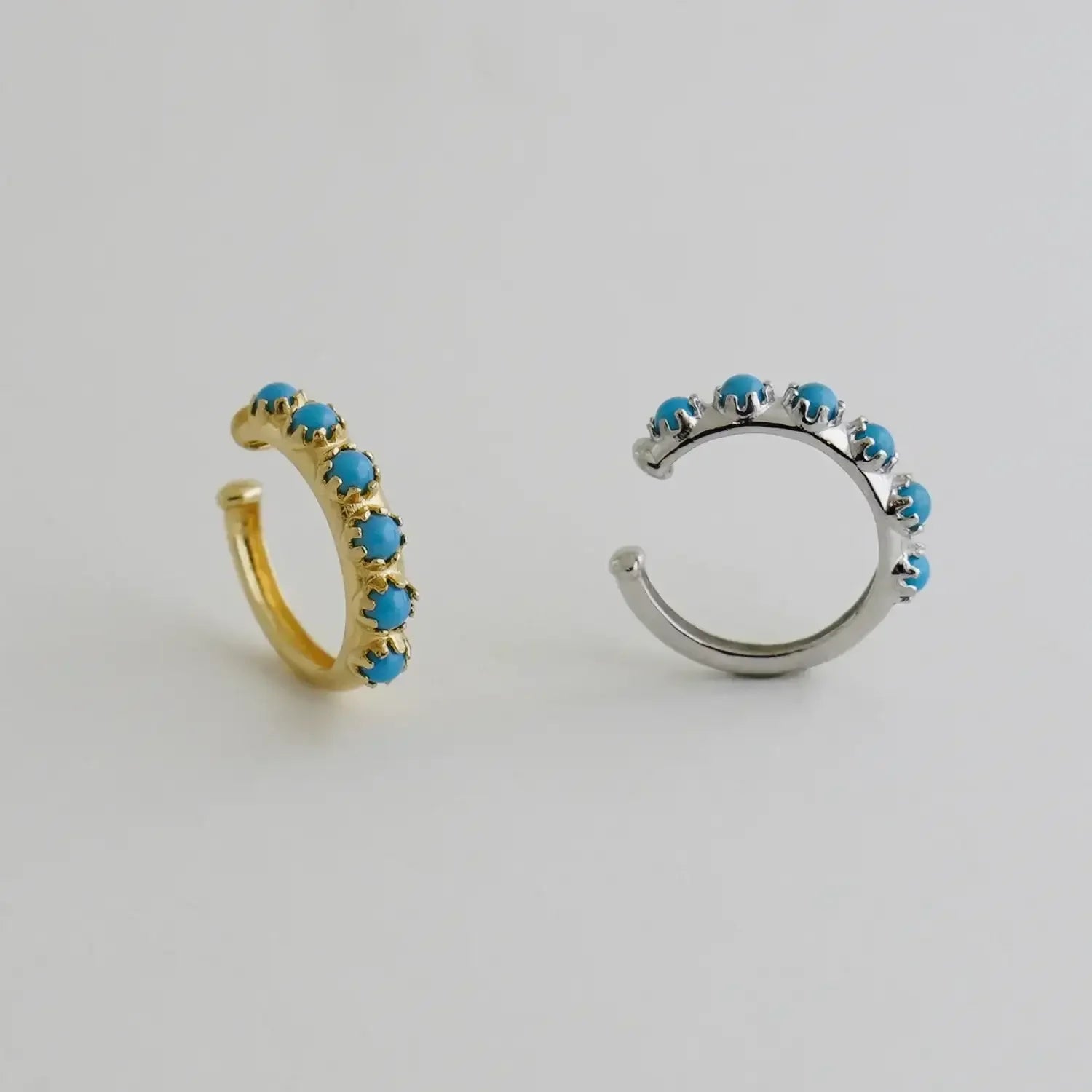 14K Solid Gold Turquoise Ear Cuff – Anygolds
