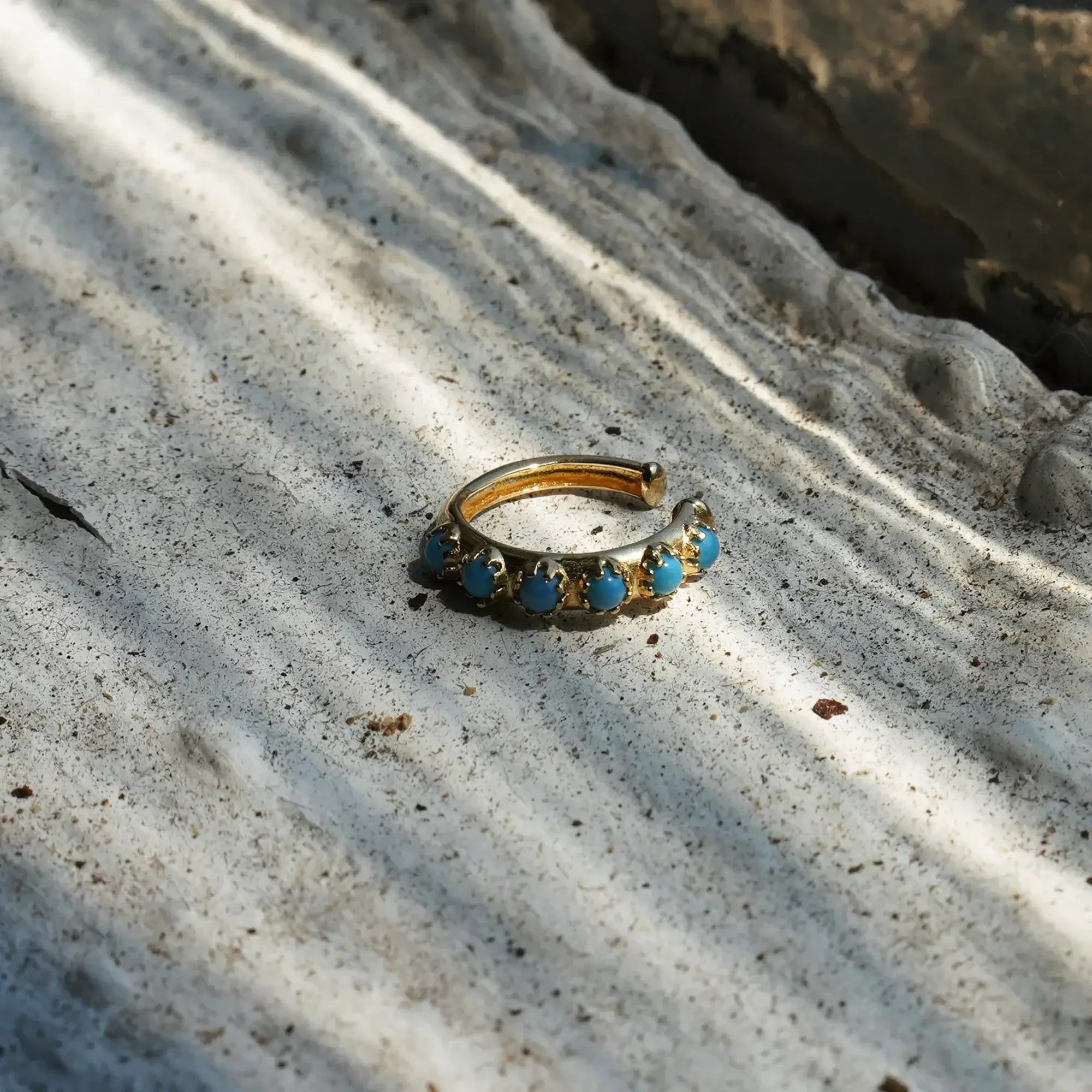 14K Solid Gold Turquoise Ear Cuff – Anygolds