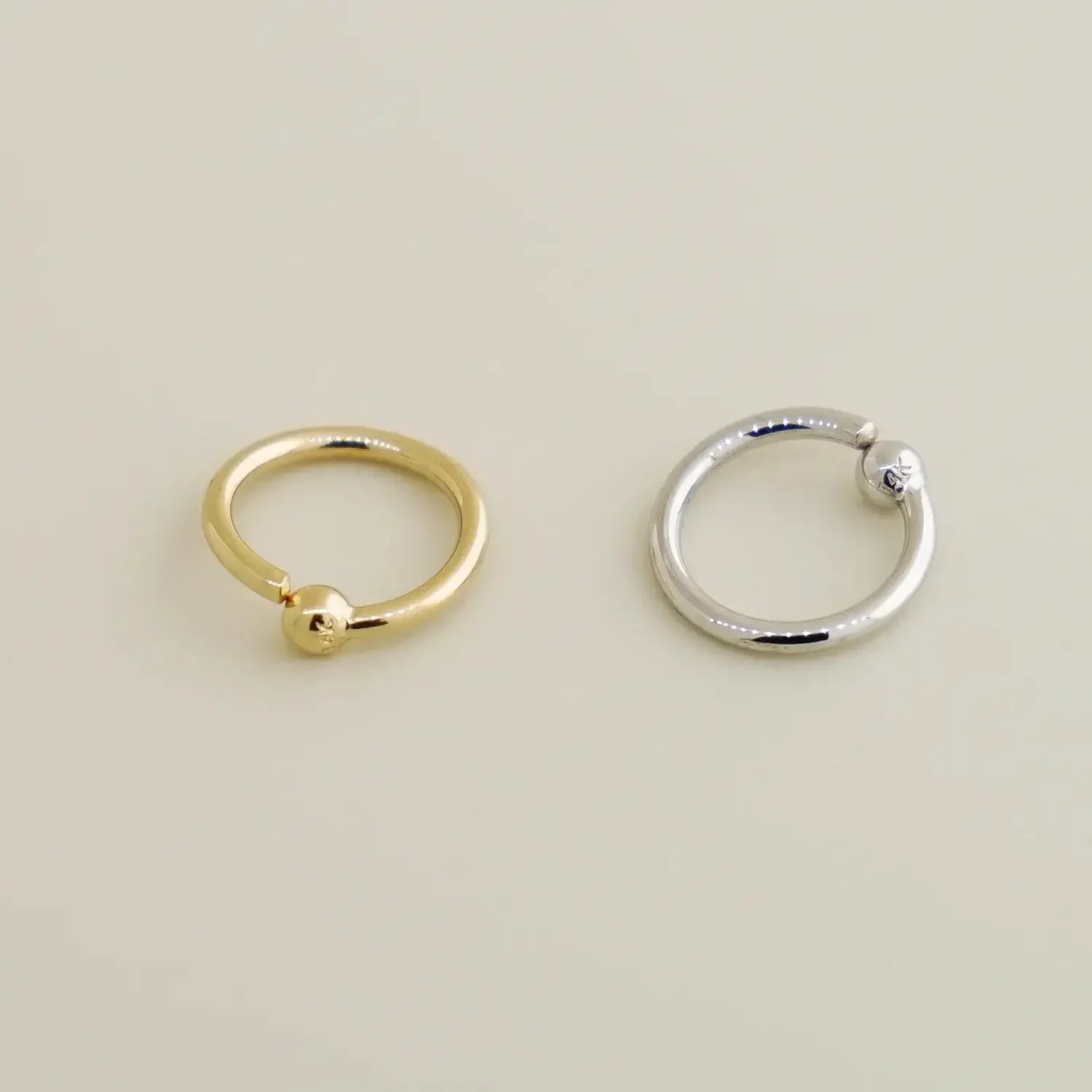 14K Solid Gold Captive Bead Ball Continuous Hoop – Anygolds