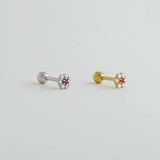 14K Solid Gold Ruby Flower Stud – Anygolds