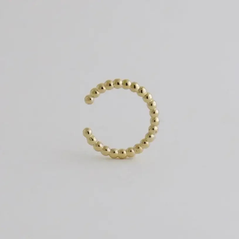 14K Solid Gold Beaded Gold Ear Cuff – Anygolds