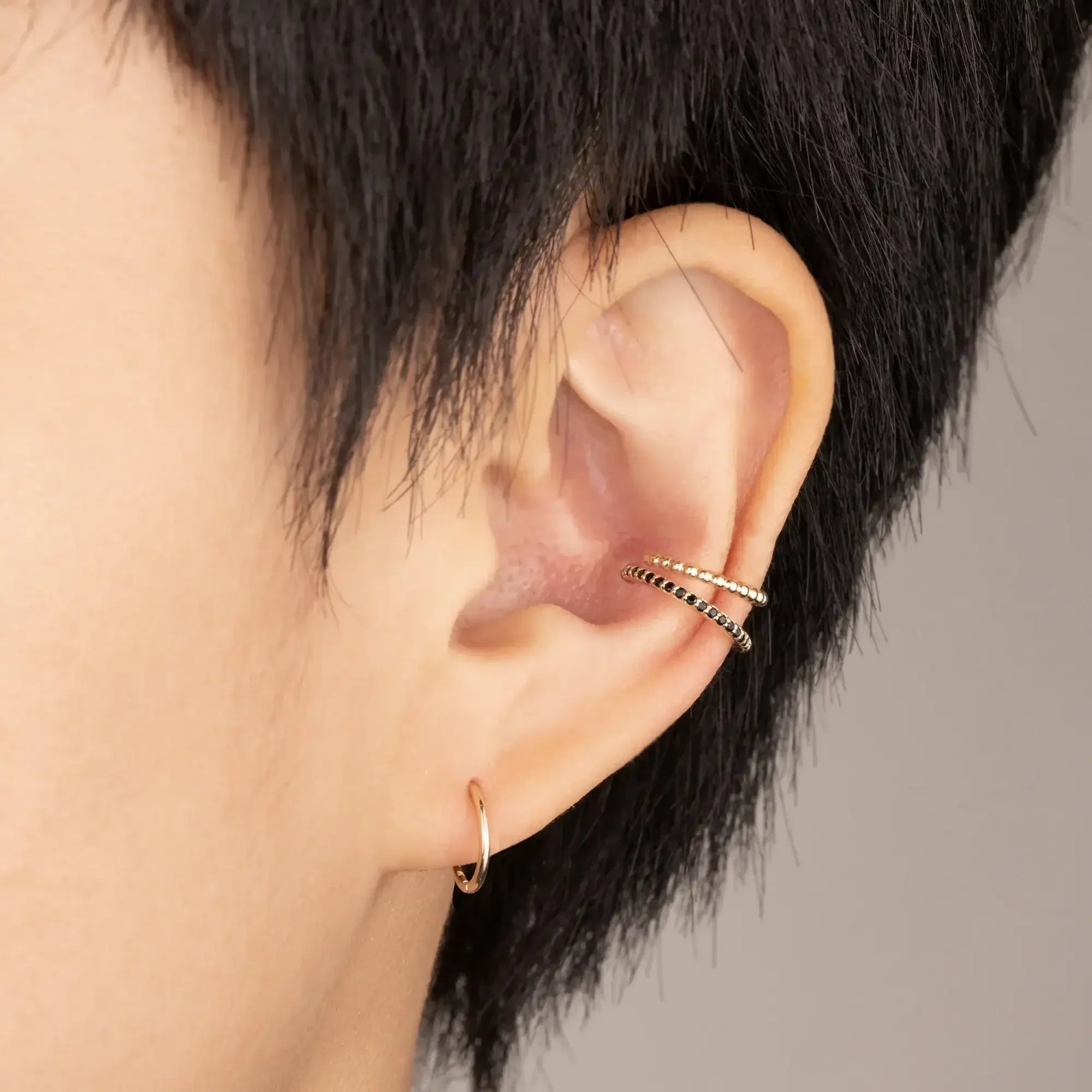 14K Solid Gold Black Eternity Clicker Hoop – Anygolds