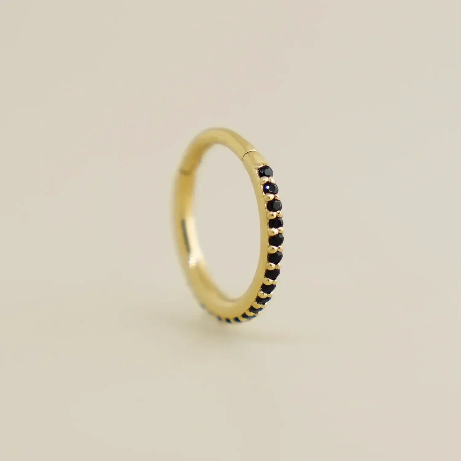 14K Solid Gold Black Eternity Clicker Hoop – Anygolds