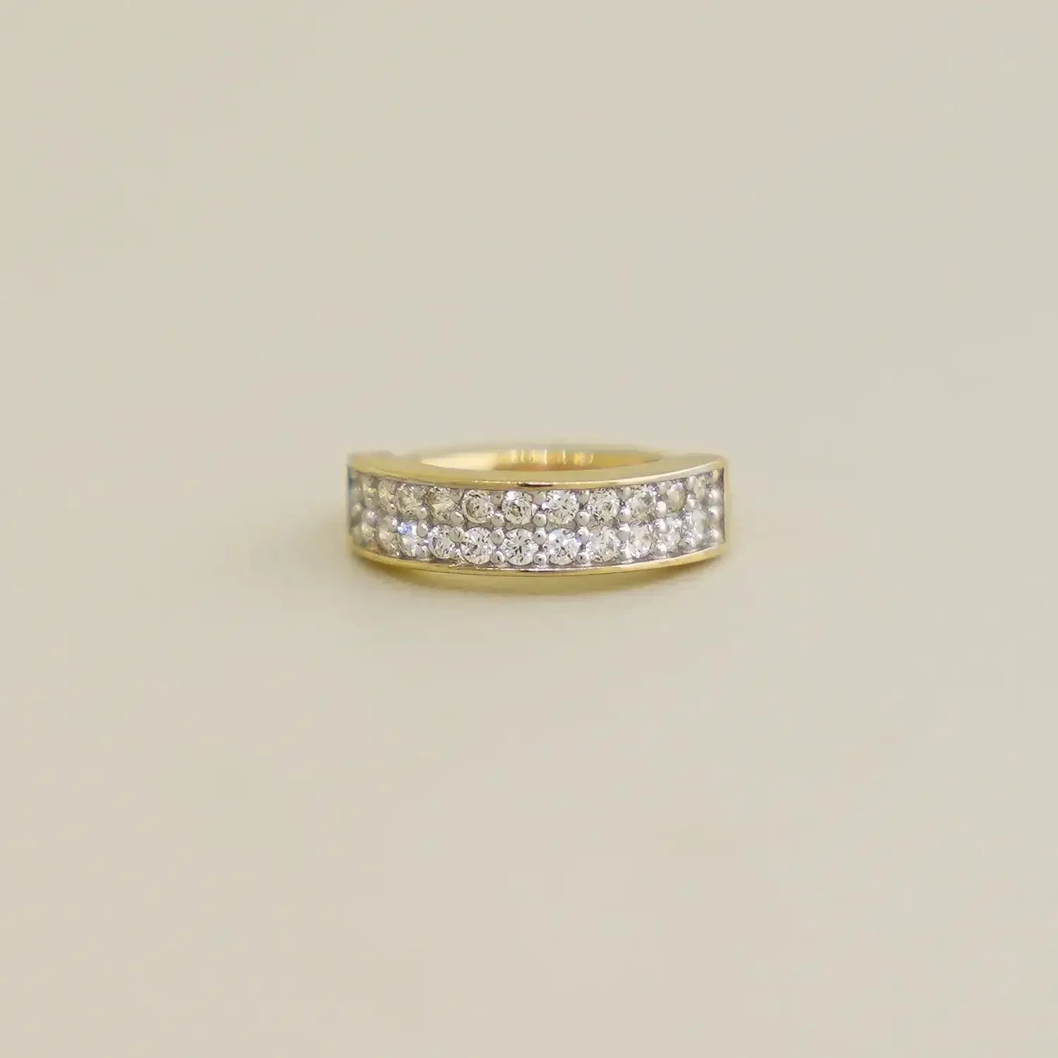 14K Solid Gold Double Pave Row Clicker Hoop – Anygolds