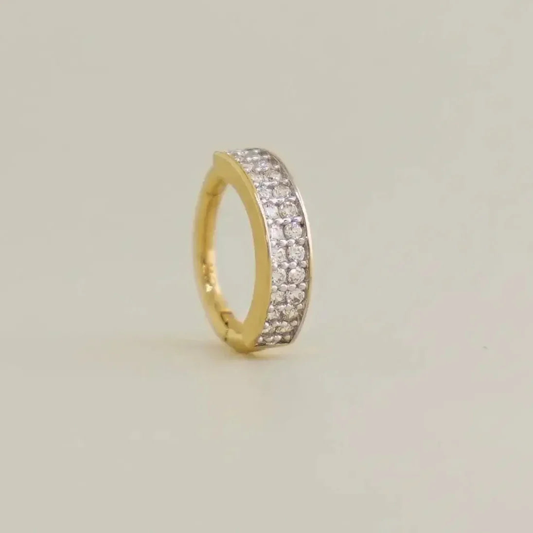 14K Solid Gold Double Pave Row Clicker Hoop – Anygolds