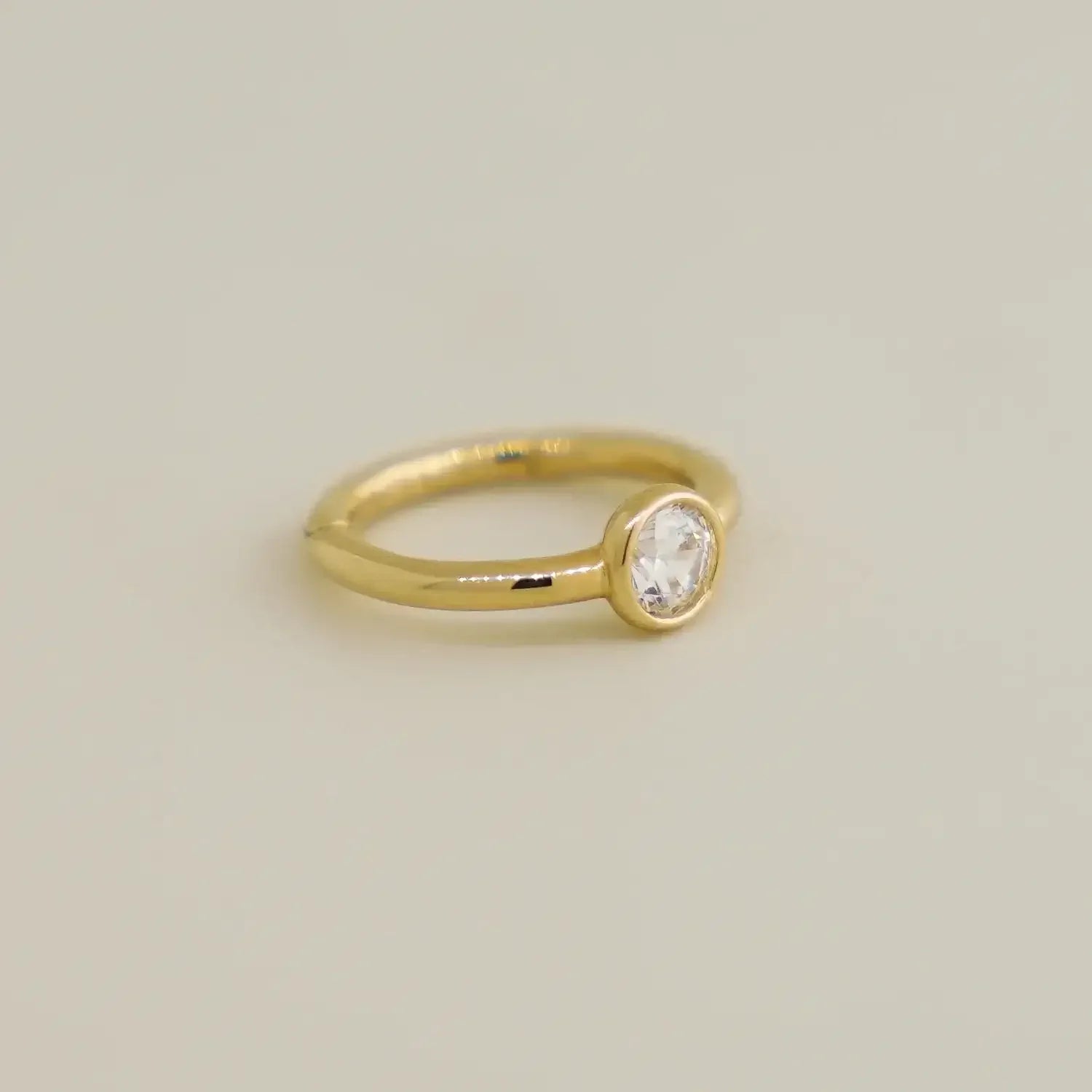 14K Solid Gold Bezel CZ Clicker Hoop – Anygolds