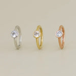 14K Solid Gold Bezel CZ Clicker Hoop – Anygolds