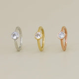 14K Solid Gold Bezel CZ Clicker Hoop – Anygolds