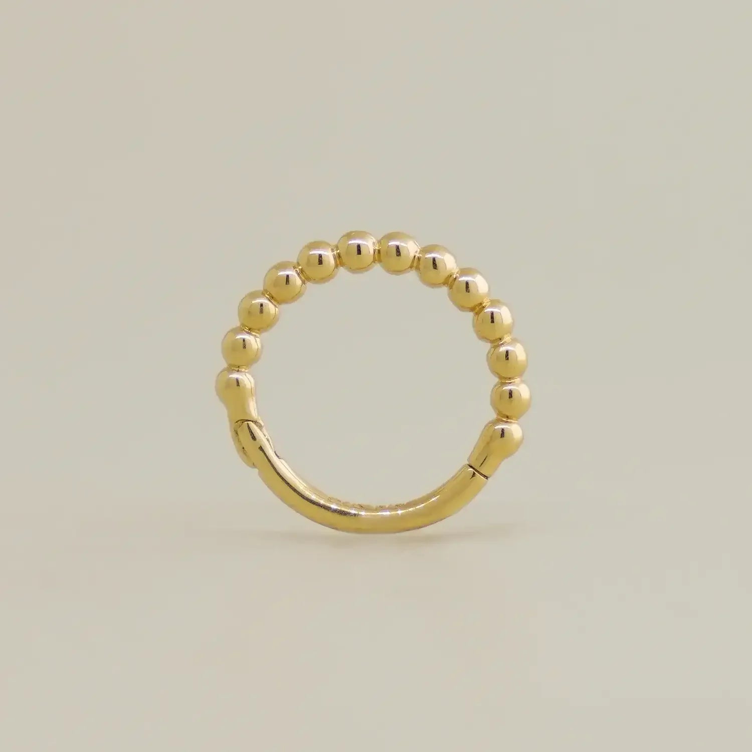 14K Solid Gold Beaded Clicker Hoop – Anygolds