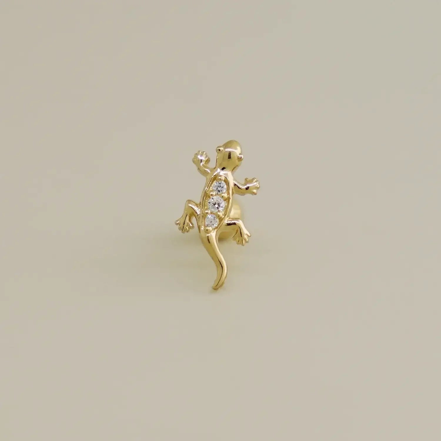 14K Solid Gold Baby Lizard CZ Stud – Anygolds
