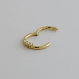 14K Solid Gold Triple CZ Clicker Hoop – Anygolds