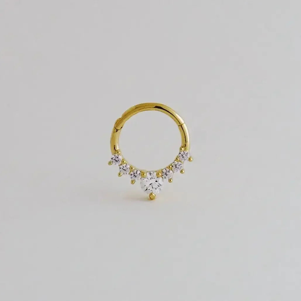 14K Solid Gold CZ Spike Leaf Clicker Hoop – Anygolds