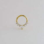 14K Solid Gold CZ Spike Leaf Clicker Hoop – Anygolds