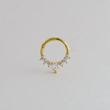 14K Solid Gold CZ Spike Leaf Clicker Hoop – Anygolds