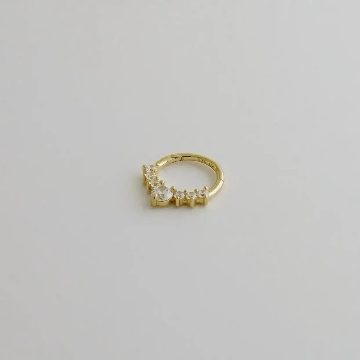 14K Solid Gold CZ Spike Leaf Clicker Hoop – Anygolds