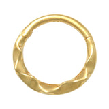 14K Soild Gold Plain Wrinkled Hoop Piercing Earring - Anygolds 