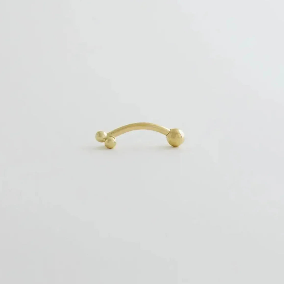 14K Solid Gold Trinity Floral Curved Barbell – Anygolds
