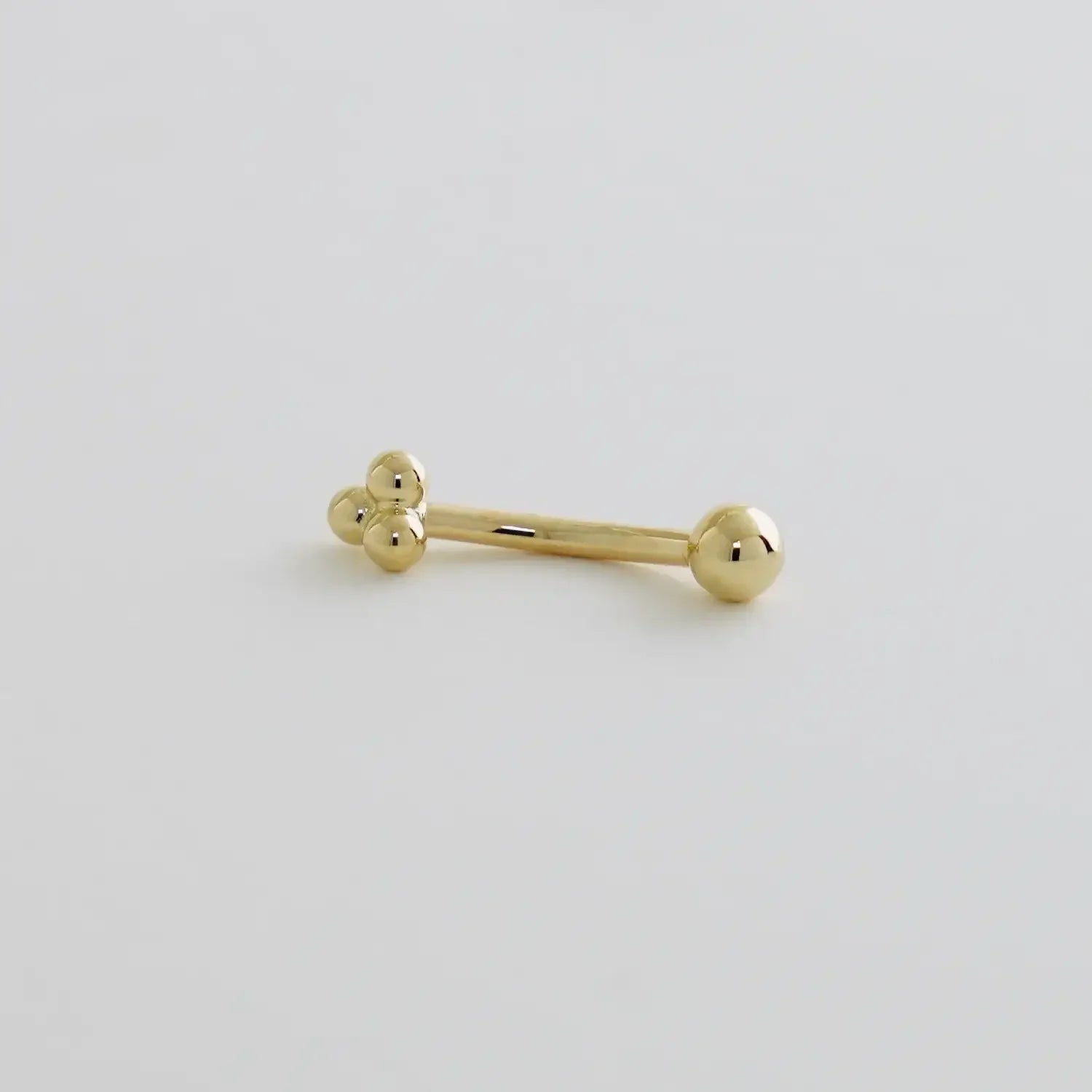 14K Solid Gold Trinity Floral Curved Barbell – Anygolds