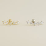 14K Solid Gold Five CZ Climber Stud Piercing Earring - Anygolds 