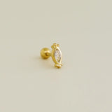 14K Solid Gold Ornate Marquise Stud – Anygolds