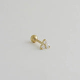 14K Solid Gold Diamond Trinity Lotus Stud – Anygolds