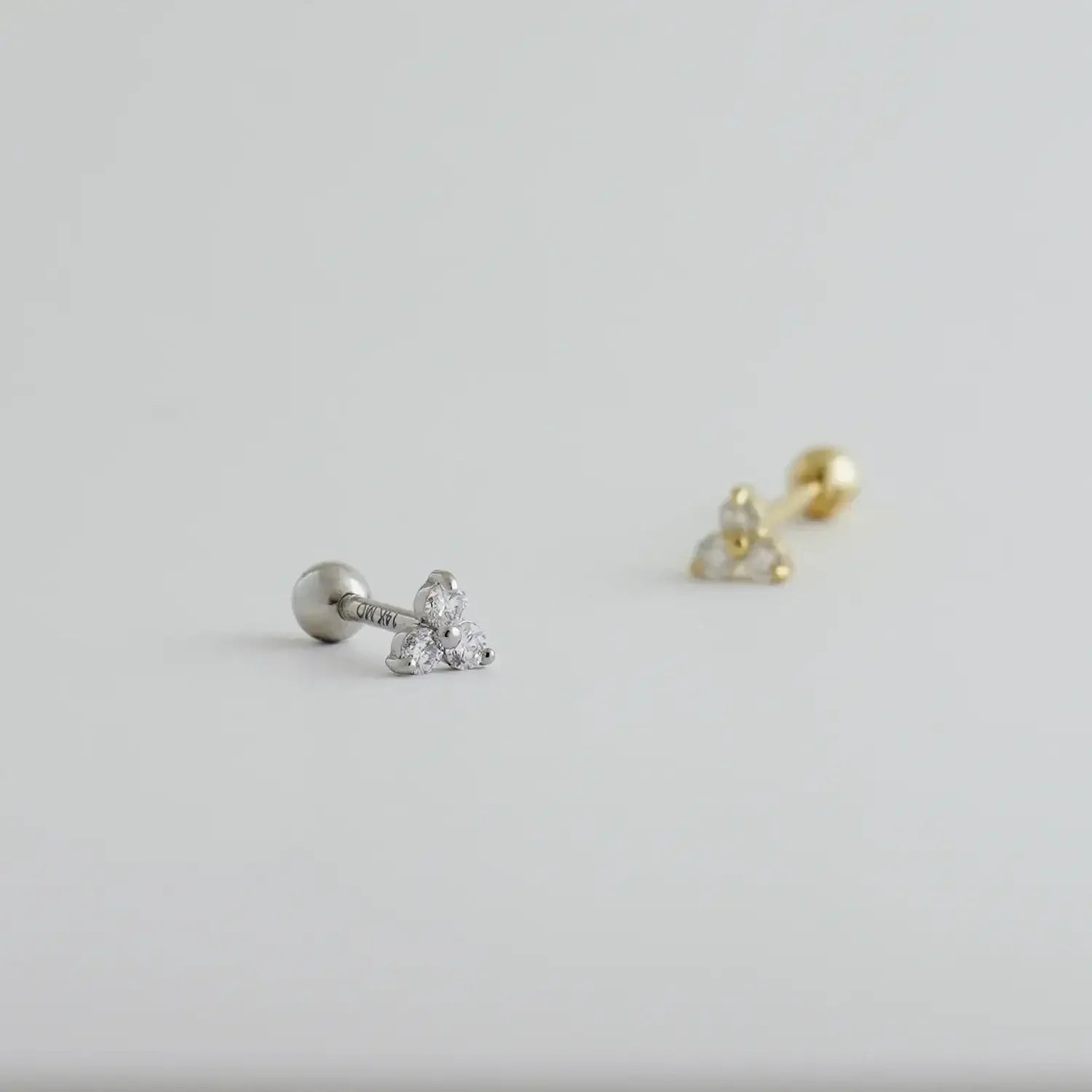 14K Solid Gold Diamond Trinity Lotus Stud – Anygolds