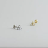 14K Solid Gold Diamond Trinity Lotus Stud – Anygolds