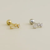 14K Solid Gold Triple CZ Star Stud – Anygolds