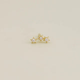 14K Solid Gold Triple CZ Star Stud – Anygolds