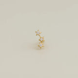 14K Solid Gold Triple CZ Star Stud – Anygolds