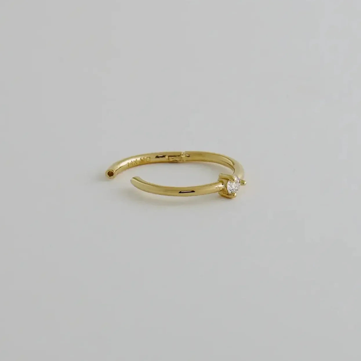 14K Solid Gold Single Diamond Clicker Hoop – Anygolds