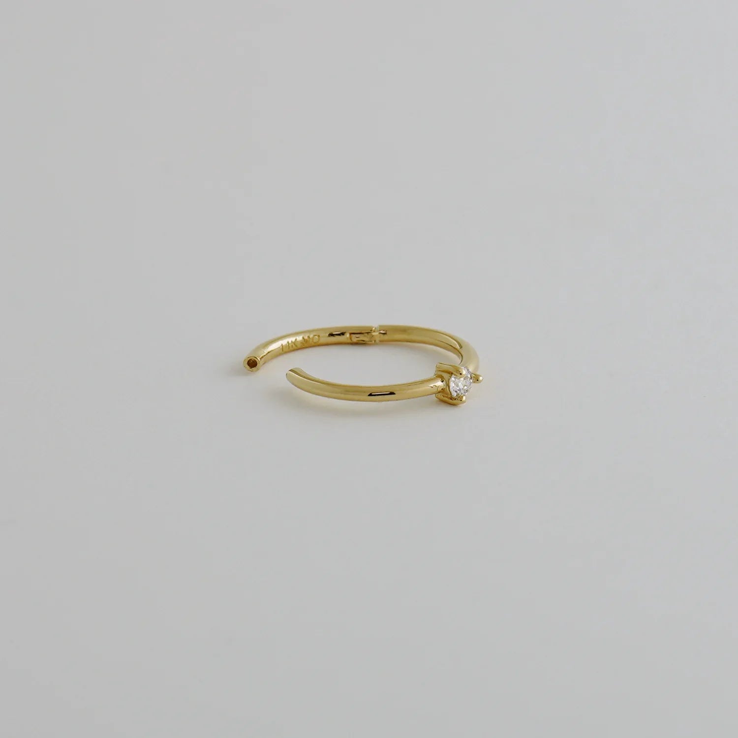 14K Solid Gold Single Diamond Clicker Hoop – Anygolds