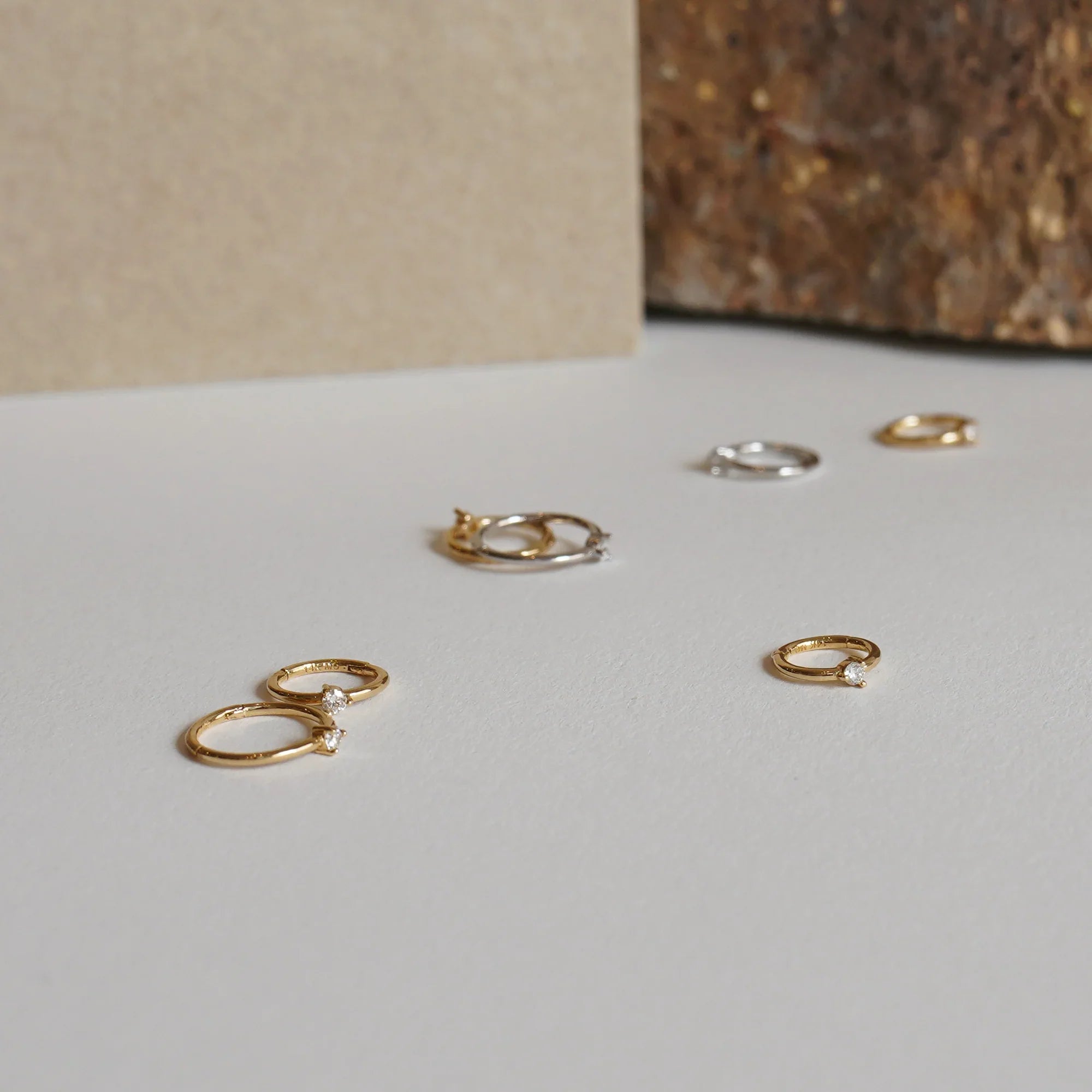 14K Solid Gold Single Diamond Clicker Hoop – Anygolds