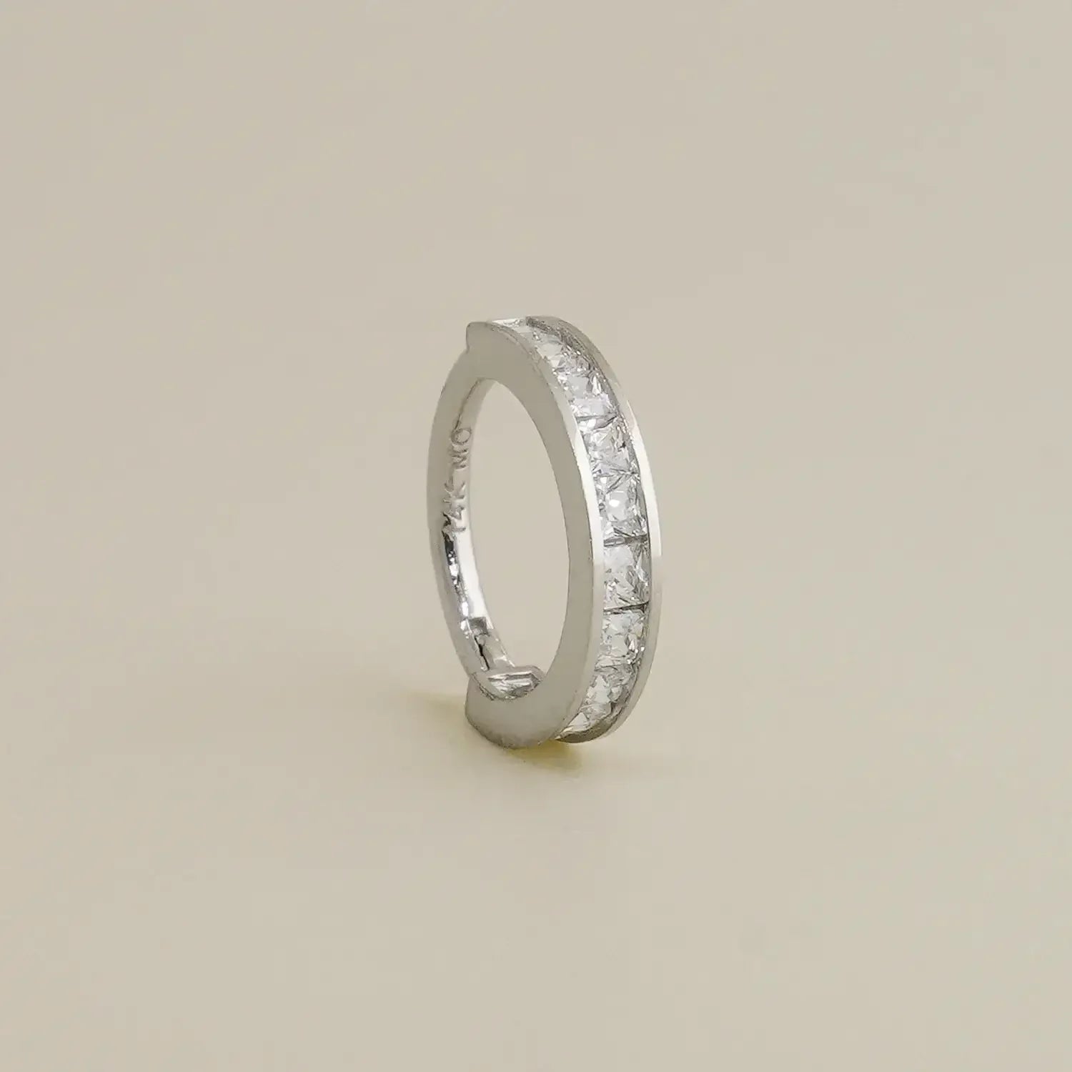 14K Solid Gold Princess-Cut CZ Hoop – Anygolds