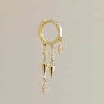 14K Solid Gold CZ Spike Dangle Hoop – Anygolds