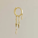 14K Solid Gold CZ Spike Dangle Hoop – Anygolds