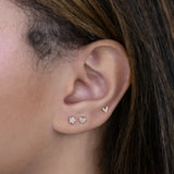 14K Solid Gold Diamond V Shape Stud – Anygolds