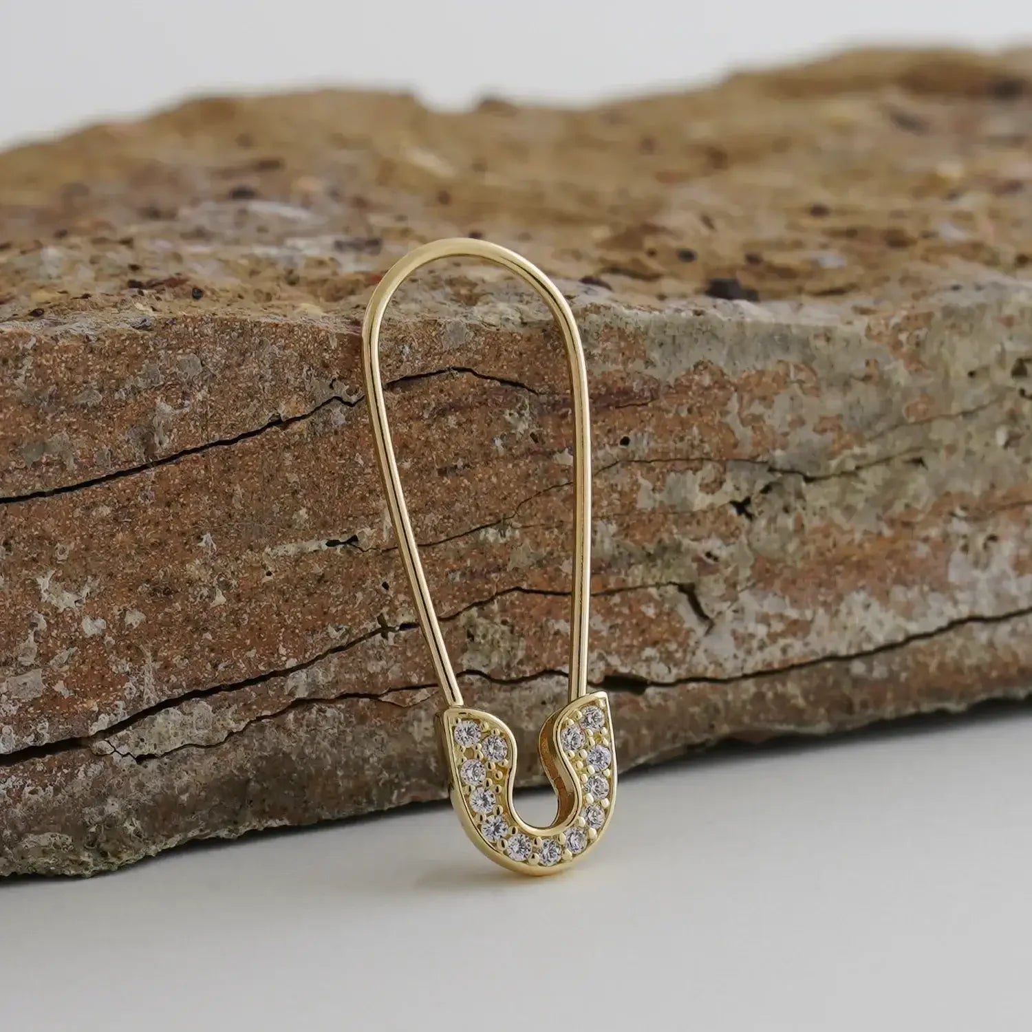 14K Solid Gold Safety Pin Ring – Anygolds