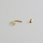 14K Solid Gold Bezel Diamond Horseshoe Hoop – Anygolds