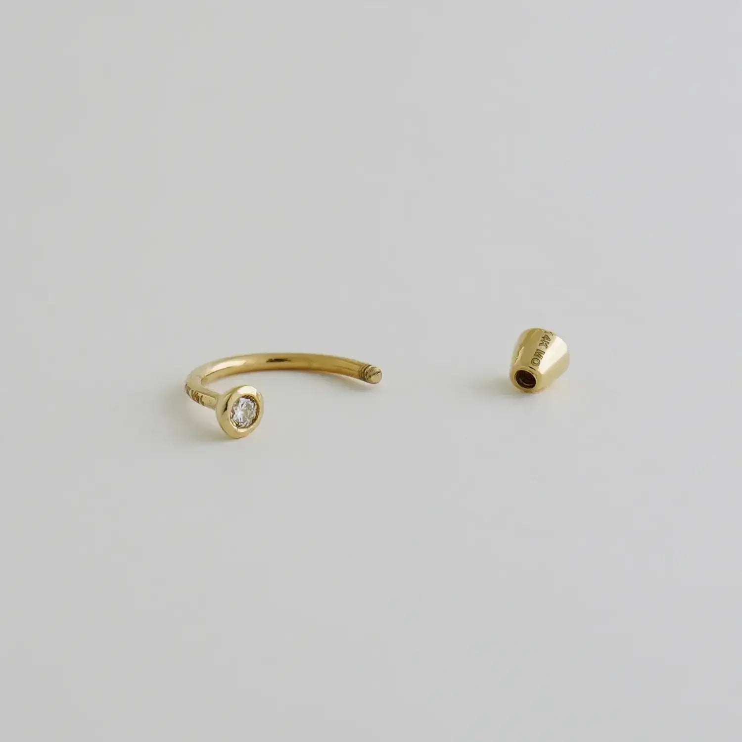 14K Solid Gold Bezel Diamond Horseshoe Hoop – Anygolds