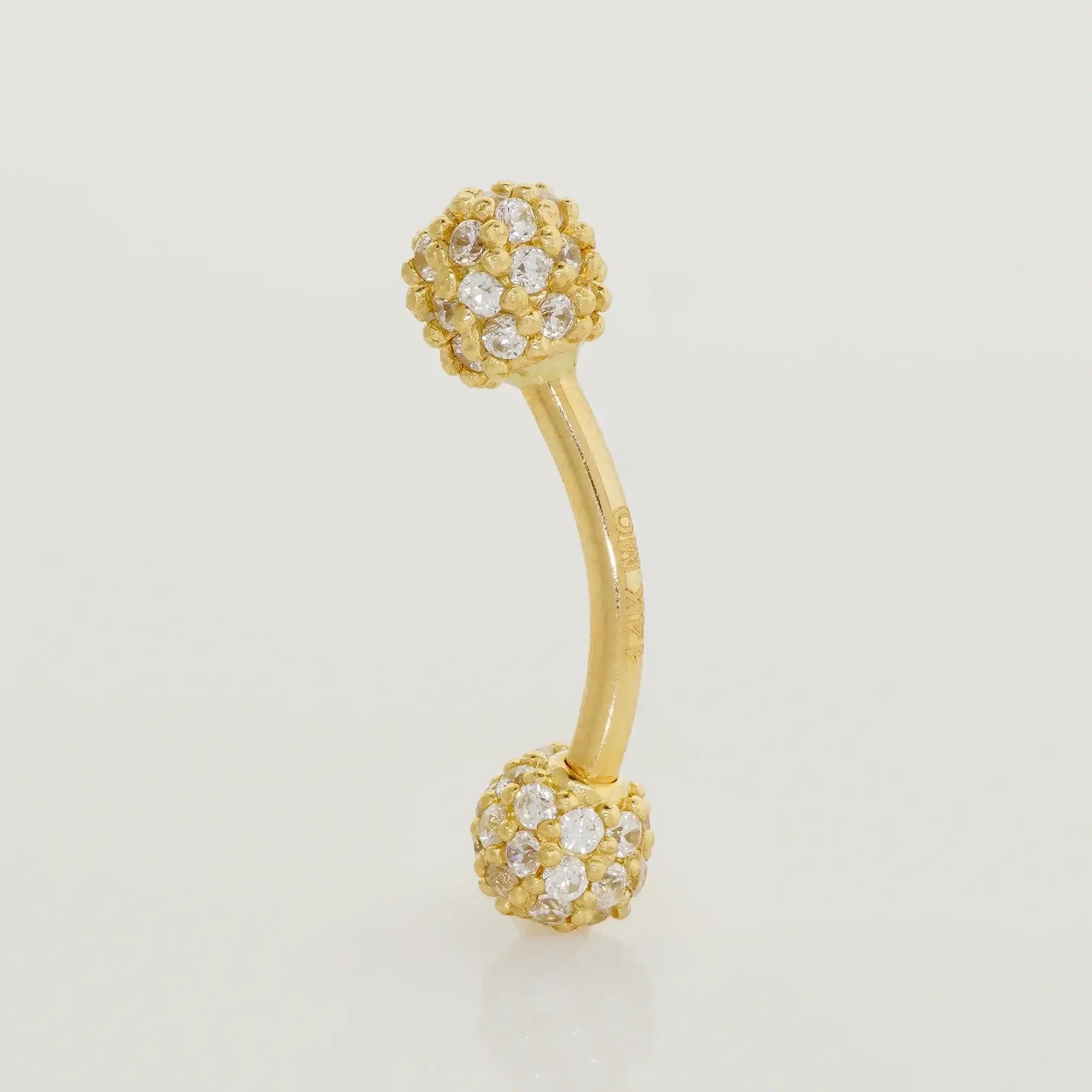 14K Solid Gold Stone Candy Curved Barbell – Anygolds