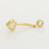 14K Solid Gold Bezel Heart Curved Barbell – Anygolds