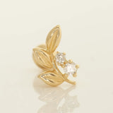 14K Solid Gold Diamond Olive Leaf Stud – Anygolds
