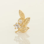 14K Solid Gold Diamond Olive Leaf Stud – Anygolds