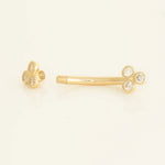 14K Solid Gold Diamond Trinity Floral Curved Barbell – Anygolds