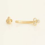 14K Solid Gold Diamond Trinity Floral Curved Barbell – Anygolds